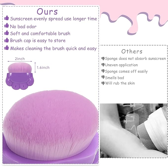 3 Pack Kids Sunscreen Applicator,Sunblock Buddy Brush with Protective Case,Sun Lotion Applicator Sun Cream Brush Set with Brush Cleaning Pad