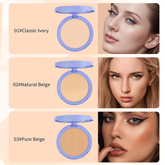 Oil Control Face Powder, Matte Smooth Setting Powder, (Pure Beige)