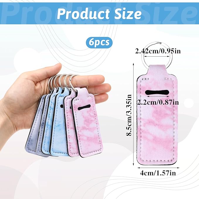Prasacco 6 Pieces Chapstick Holder Keychain, Colorful Lipstick Safeguard