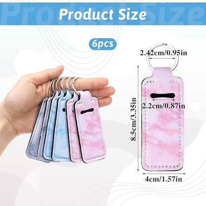 Prasacco 6 Pieces Chapstick Holder Keychain, Colorful Lipstick Safeguard