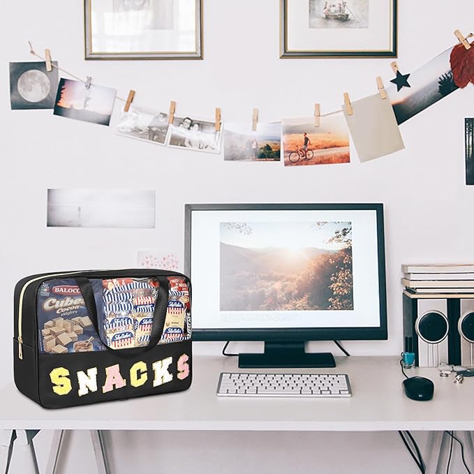 Chenille letter snacks bag zipper