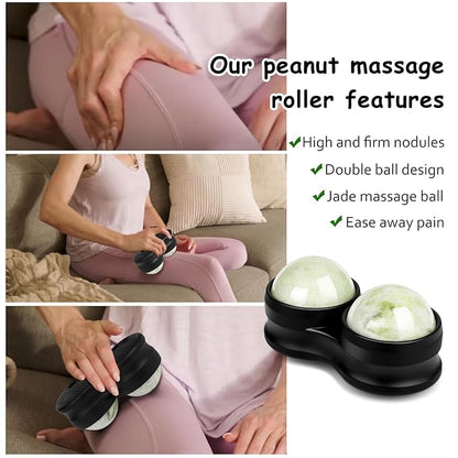 Jade Eye Mask&Weighted Roller Massage Ball - Double Ball Massage Tool for Reliefs Muscle Pain