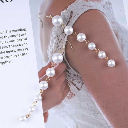 Boho Long Pearl Drop Earrings Vintage