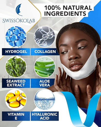 SWISSÖKOLAB Double Chin Reducer V Line Lifting Mask + Under Eye Patches For Puffy Eyes 24k Gold Eye Mask For Dark Circles