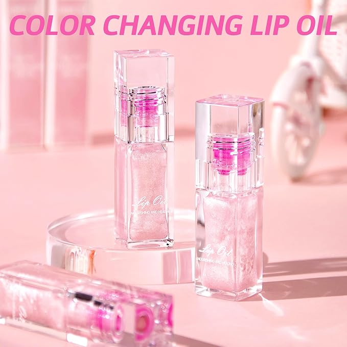 Erinde Magic Color Changing Lip Oil, Moisturizing Lip