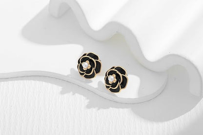 CLASSYZINT Gold/White/Red/Black Flower Stud Earrings