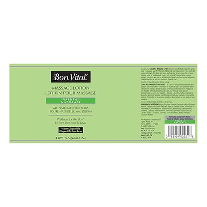 Bon Vital' Naturale Massage Lotion with Natural Ingredients for Earth-Friendly Massage, All Natural Moisturizer, Relieves Muscle Soreness and Increases Circulation, 1/2 Gal, Label may Vary