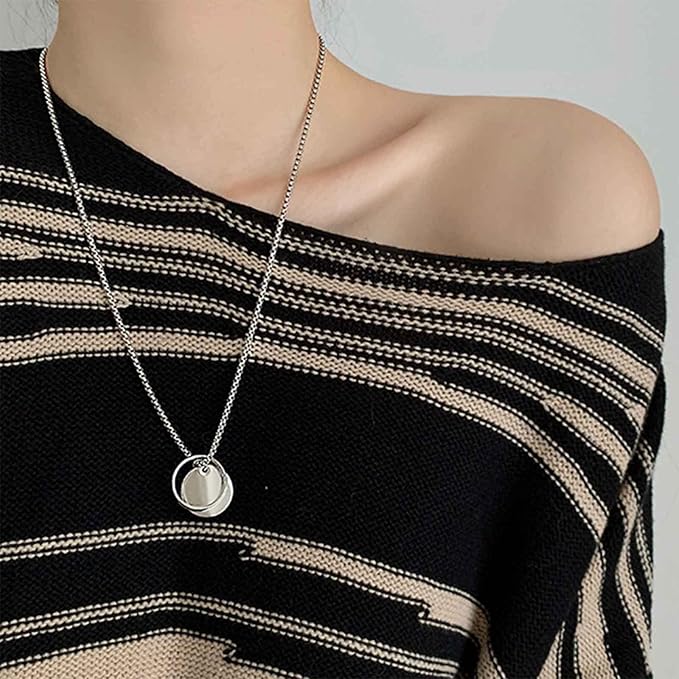 Punk Circle Choker Necklace Coin Disc