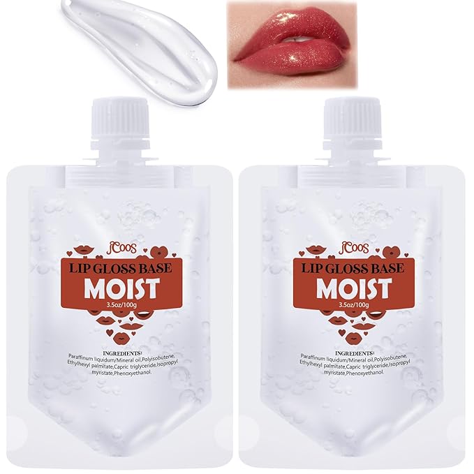 Jcoos Lip Gloss Making Kit Base 2Pcs, Transparent Gloss