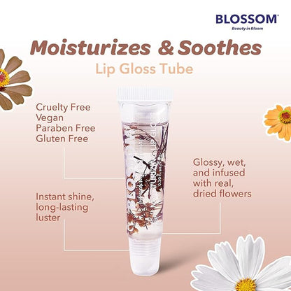 Blossom Scented Moisturizing Lip Gloss Tubes, Infused with Real Flowers, 0.3 fl. oz/9ml, Death by Chocolate