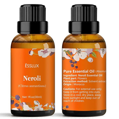 Neroli Essential Oil, ESSLUX Aromatherapy Essential Oils for Diffuser, Massage, Soap, Candle Making, Perfume, 30 ml