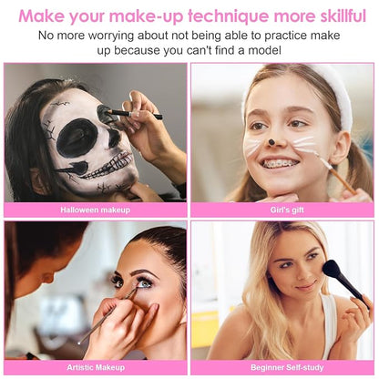 3D Makeup Practice Kit,Reusable Silicone Makeup Practice Face
