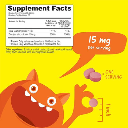 Kids Zinc 15mg Chewables + Biotin 5000mcg Chewables Bundle