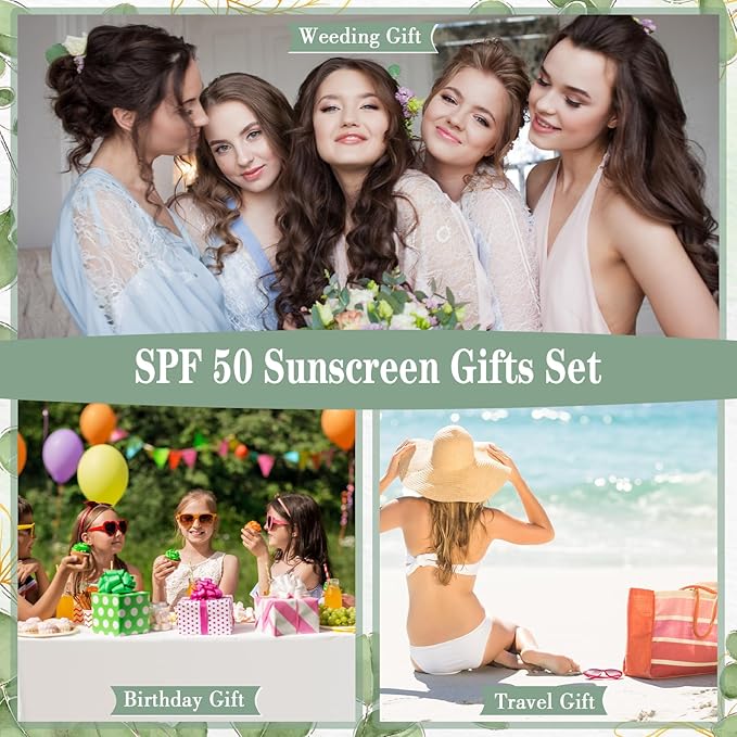 6 Pcs Wedding Sunscreen Bulk Travel Size Sunscreen SPF 50 Mini Sunscreen with Zinc Oxide Titanium Dioxide for Wedding Party Gifts(Eucalyptus)