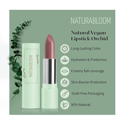 Vegan Lipstick (Orchid) - Sensational One-Stroke Long Lasting Lipstick from Natural Oils & Butters Full-Coverage Lip Color with Shea Butter & Coconut Extact - Premium Hydrating Lipsticks
