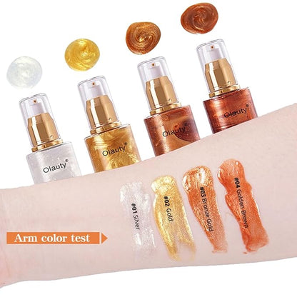 Shimmer Body Oil, Highlighter Makeup Smooth Glitter Glow Rose Gold)