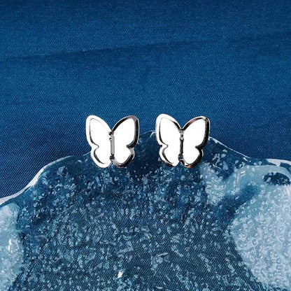 Tiny Butterfly Studs Earrings Vintage Silver