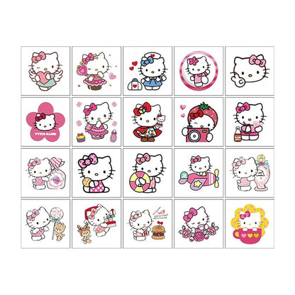 20pcs Cute Hello Kitty Temporary Tattoos for Girl, Christmas Rewards
