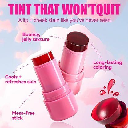Cooling Water Jelly Tint,Jelly Blush Stick,Long Lasting Milk (B, S)
