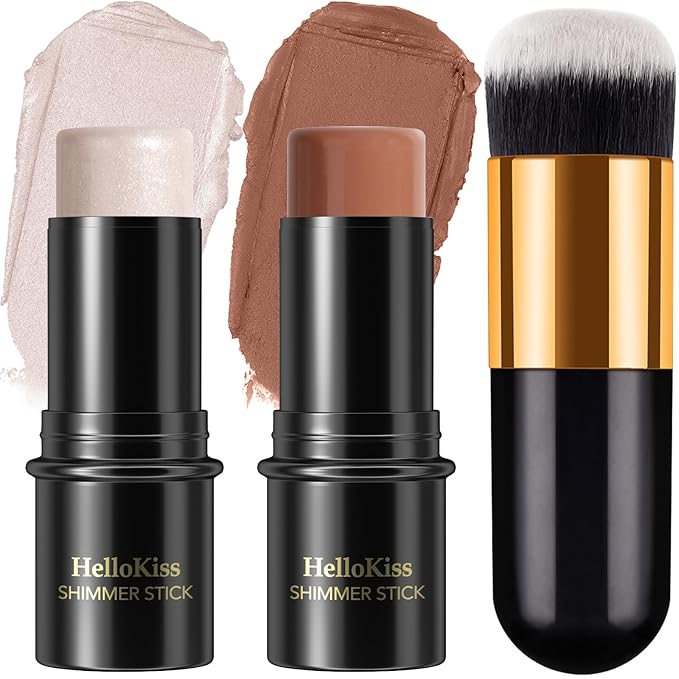 2Pcs Cream Contour Stick Makeup Kit, Cream Highlighter