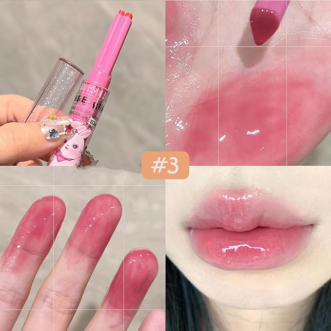 3 Colors Jelly Lipstick, Tinted Lip Gloss Heart Gloss