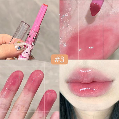 3 Colors Jelly Lipstick, Tinted Lip Gloss Heart Gloss