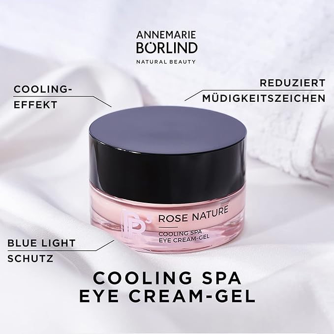 ANNEMARIE BÖRLIND ROSE NATURE Cooling Spa Eye Cream-Gel (0.50 Fl Oz) - Plumps up wrinkles caused by tiredness, PR3 rose complex reduces the effects of blue light, vegan