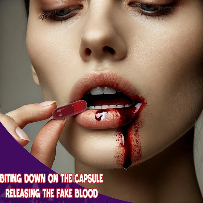 BOBISUKA Halloween Fake Blood + 10 Pack of Mouth Clothes