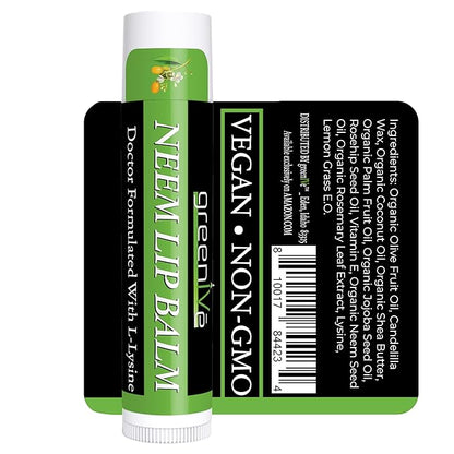 GreenIVe Neem Lip Balm, Vegan Lip L-Lysine,