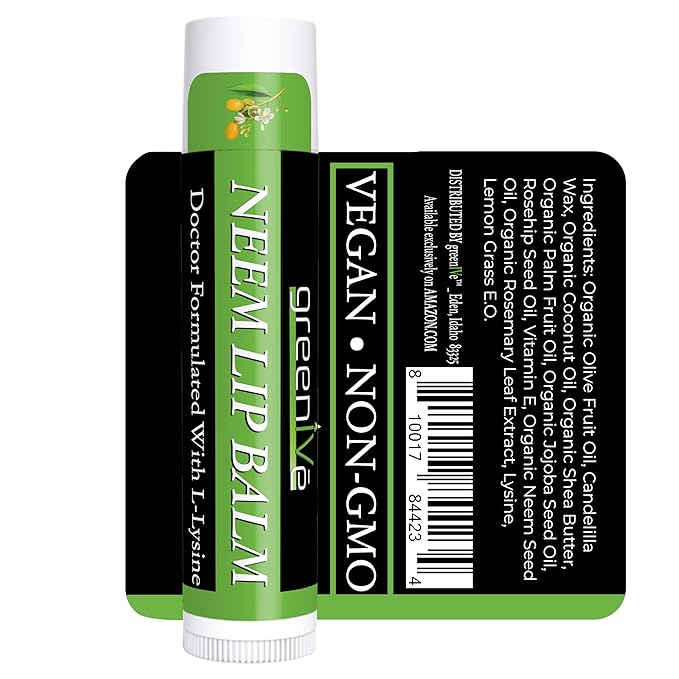 GreenIVe Neem Lip Balm, Vegan Lip L-Lysine,