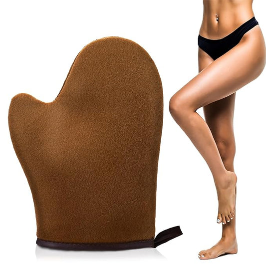 Self Tanning Mitt Applicator Kit, Bronze Tan Self Tanning Mitt Self Tanner Mitt With Thumb Machine Washable and Reusable Back Applicator Mitt, Ultra Soft and Streak Free(Brown)
