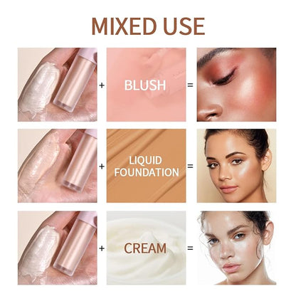 Liquid Highlighter Natural Glow For Face & Body, Cushion Applicator