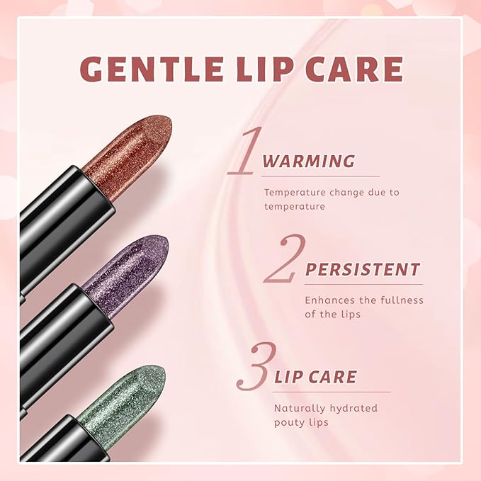 3Pcs Glitter Jelly Lipstick Set, 3 Colors Glossy Glitter