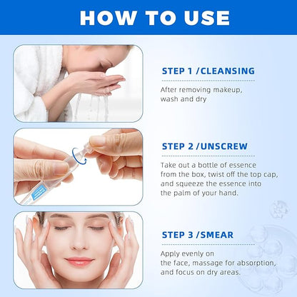 3% Hyaluronic Acid Serum Ultra-Hydrating Vials (1 Box of 30), 3% Hyaluronic Acid Serum for Face, Single-Use 3% hyaluronic acid tubes, Intensive Hydration, Skin Tightening & Smoother, Anti-Aging