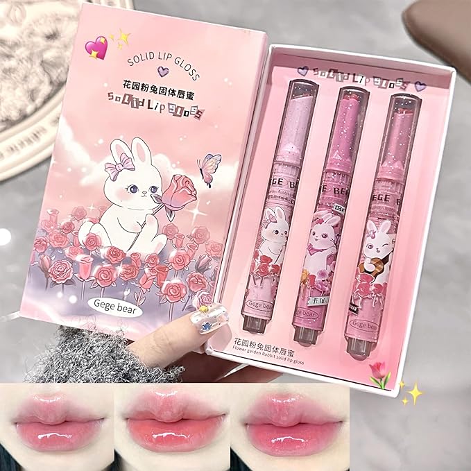 3 Colors Jelly Lipstick, Tinted Lip Gloss Heart Gloss