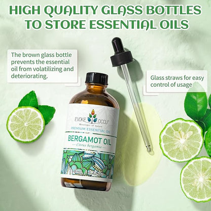 EVOKE OCCU Bergamot Essential Oil for Diffuser Skin Relaxation & DIY Wool Dryer Balls - 4 FL Oz