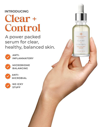 Clinical Clear + Control Healthy Skin Face Serum | All-Natural, Vegan, Cruelty-Free Spot Treatment for Clear Skin (1 FL OZ.)