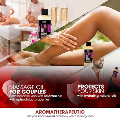 LOVE PLAY Relaxing Massage Oil for Sore Muscles - Vegan Massage and Body Oil for Massage Therapy with Essential Oils 6.76 Fl Oz
