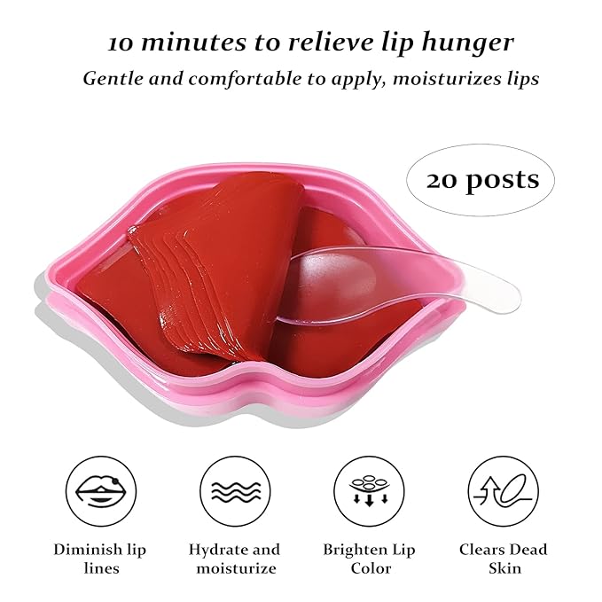 20Pcs Lip Mask,Pink Moisturizing Plumping Lip