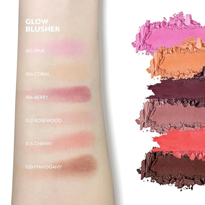 KYDA Powder Blush, Radiant Glow Face Blusher, Blendable Texture, Mahogany