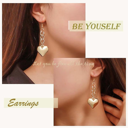 Boho Large Heart Drop Earrings Vintage