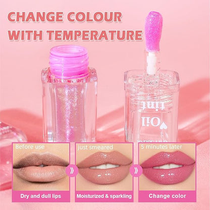 Plumping Lip Oil Tint,Moisturizing Transparent Color Changing Lip Plumping