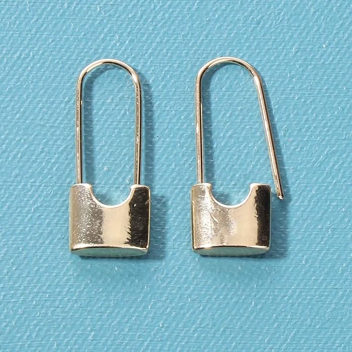 Boho Lock Hoop Earrings Safety Pin