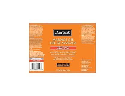Bon Vital' Original Massage Gel for a Versatile Massage Foundation to Relax Sore Muscles and Repair Dry Skin, For Massage Therapists Who Want Superior Glide & Gentle Friction for Clients, 8 Oz Bottle