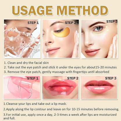 20 Pieces Lip Masks&24K Gold Gel