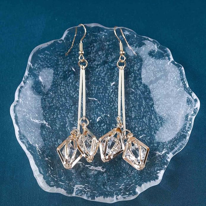 Vintage Crystal Dangle Earrings Long Bar