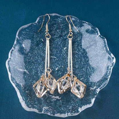 Vintage Crystal Dangle Earrings Long Bar