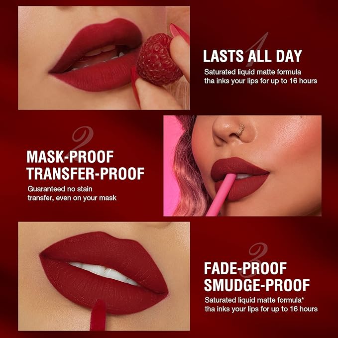 URQT 6pcs Lip Liner and Lipstick Makeup Set, 3 Velvety Matte Liquid Lipsticks + 3 Matching Smooth Lip Liner One Step Lips Makeup Kits Waterproof Long Lasting Matte Lipstick Gift Set (Set D, 6)