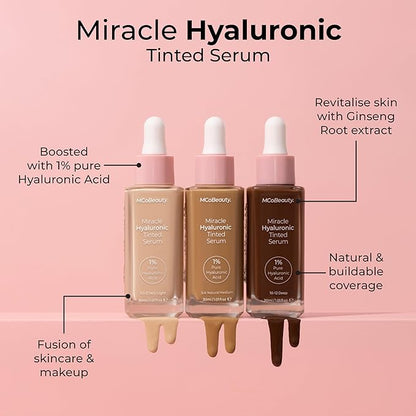 MCoBeauty Miracle Hyaluronic Tinted Serum, 4-5 Medium, Hydration Free Cosmetics