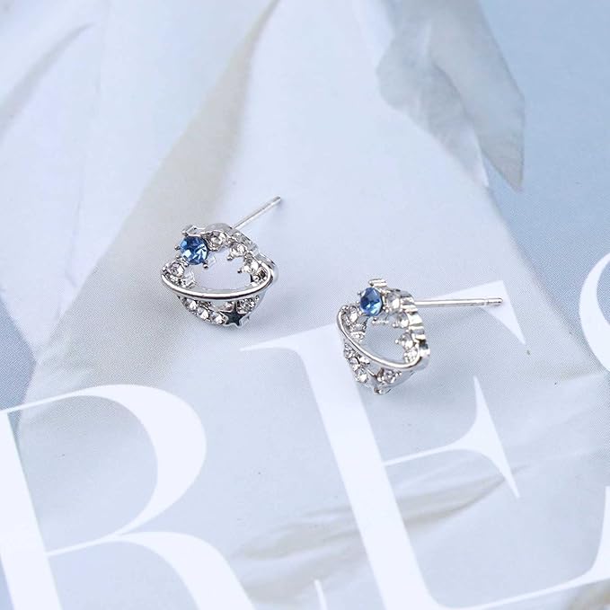 Boho Crystal Saturn Earrings Cz Orb Planet Earrings